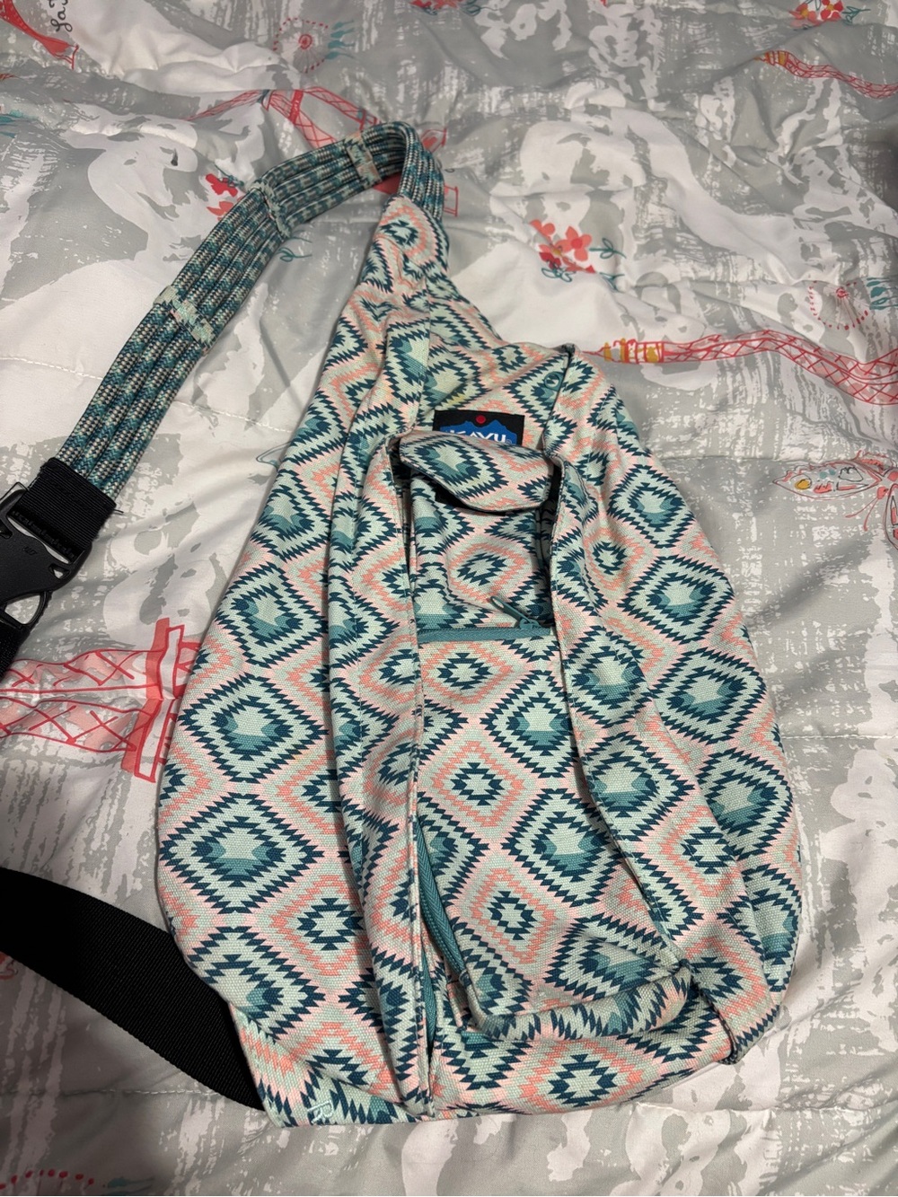 Teal & Coral Kavu Crossbody Bag